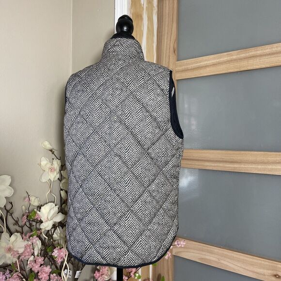 J. Crew Women Vest Excursion Quilted Zip Front Outerwear Size M Black/White - Picture 6 of 7